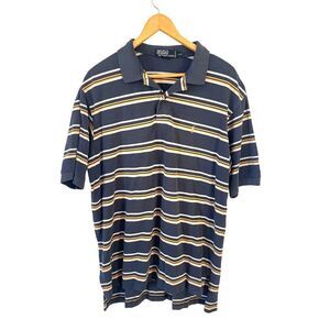 Polo Ralph Lauren Navy Yellow Stripe Short Sleeve Golf Polo Shirt